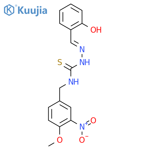 Hydrazinecarbothioamide,2-[(2-hydroxyphenyl)methylene]-N-[(4-methoxy-3-nitrophenyl)methyl]- structure