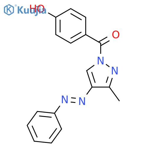 1H-PYRAZOLE, 1-(4-HYDROXYBENZOYL)-3-METHYL-4-(PHENYLAZO)- structure