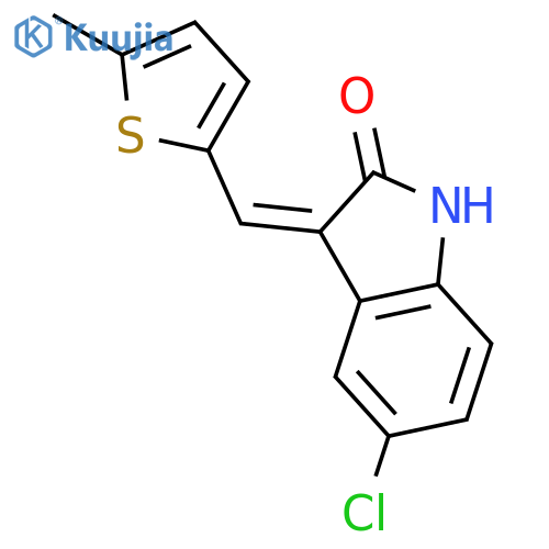 2H-Indol-2-one, 5-chloro-1,3-dihydro-3-[(5-methyl-2-thienyl)methylene]- structure