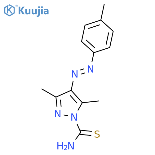 3,5-dimethyl-4-[(4-methylphenyl)diazenyl]pyrazole-1-carbothioamide structure
