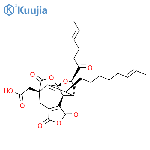 (-)-2-[14-[4(E)-Hexenoyl]-18-[6(E)-octenyl]-3,7,9-trioxo-2,8,15-trioxapentacyclo[10.3.3.0(1,11).0(4,16).0(6,10)]octadeca-6(10),16-dien-4-yl]acetic acid structure