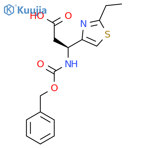 (3S)-3-{[(benzyloxy)carbonyl]amino}-3-(2-ethyl-1,3-thiazol-4-yl)propanoic acid structure