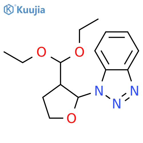 1H-Benzotriazole, 1-[3-(diethoxymethyl)tetrahydro-2-furanyl]- structure