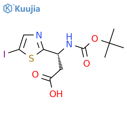 (3R)-3-{[(tert-butoxy)carbonyl]amino}-3-(5-iodo-1,3-thiazol-2-yl)propanoic acid structure