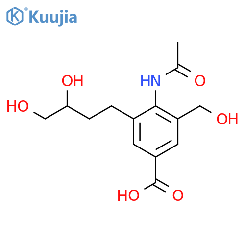 Benzoic acid, 4-(acetylamino)-3-(3,4-dihydroxybutyl)-5-(hydroxymethyl)- structure