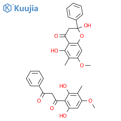 4H-1-Benzopyran-4-one,2,3-dihydro-2,5-dihydroxy-7-methoxy-6-methyl-2-phenyl- structure