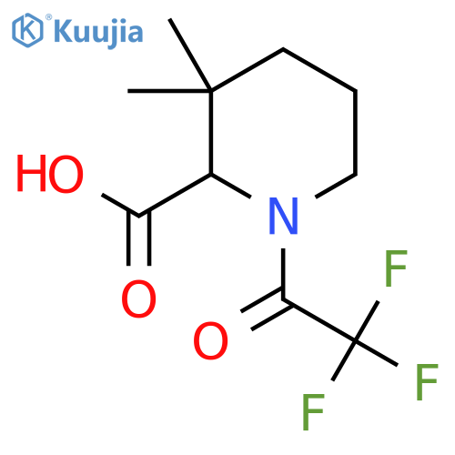 3,3-Dimethyl-1-(trifluoroacetyl)piperidine-2-carboxylic acid structure