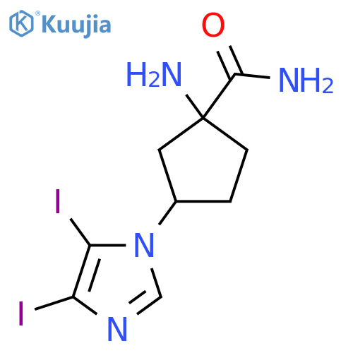 1-amino-3-(4,5-diiodo-1H-imidazol-1-yl)cyclopentane-1-carboxamide structure