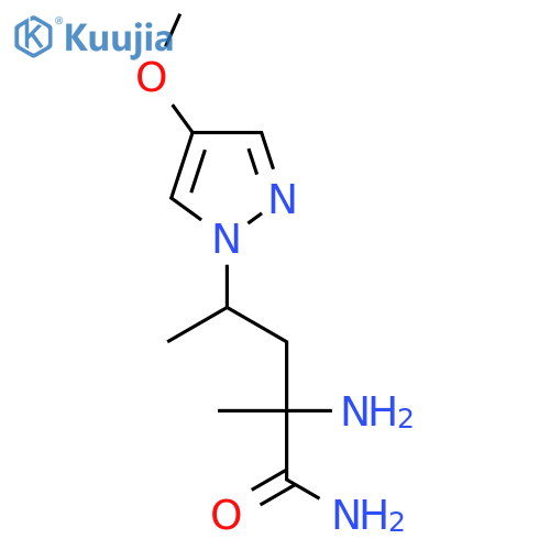 2-amino-4-(4-methoxy-1H-pyrazol-1-yl)-2-methylpentanamide structure