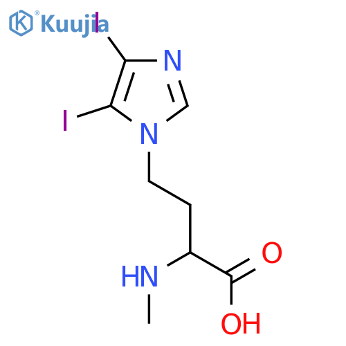 4-(4,5-diiodo-1H-imidazol-1-yl)-2-(methylamino)butanoic acid structure