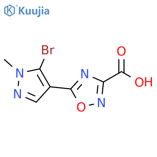 5-(5-Bromo-1-methyl-1H-pyrazol-4-yl)-1,2,4-oxadiazole-3-carboxylic acid structure