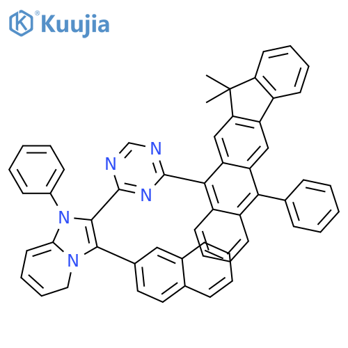 Imidazo[1,2-a]pyridine, 2-[4-(13,13-dimethyl-6-phenyl-13H-indeno[1,2-b]anthracen-11-yl)-1,3,5-triazin-2-yl]-1,5-dihydro-3-(2-naphthalenyl)-1-phenyl- structure