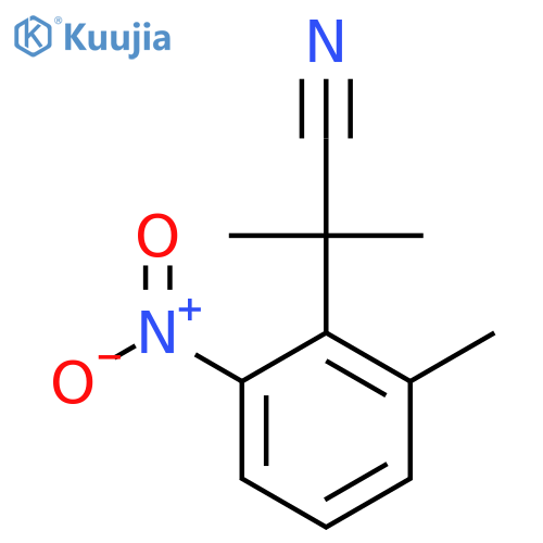 2-methyl-2-(2-methyl-6-nitrophenyl)propanenitrile structure