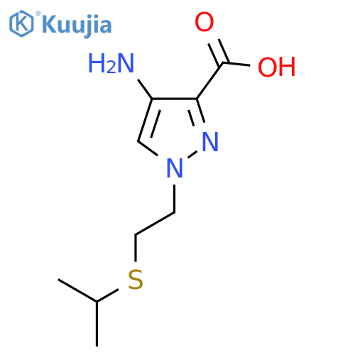 4-amino-1-[2-(propan-2-ylsulfanyl)ethyl]-1H-pyrazole-3-carboxylic acid structure