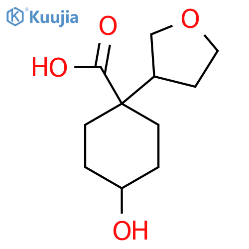 4-Hydroxy-1-(oxolan-3-yl)cyclohexane-1-carboxylic acid structure