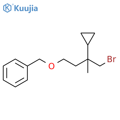 Benzene, [(4-bromo-3-cyclopropyl-3-methylbutoxy)methyl]- structure