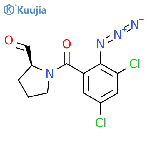 2-Pyrrolidinecarboxaldehyde, 1-(2-azido-3,5-dichlorobenzoyl)-, (S)- structure