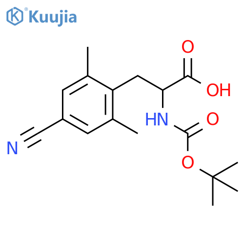 (2S)-2-(tert-butoxycarbonylamino)-3-(4-cyano-2,6-dimethyl-phenyl)propanoic acid structure