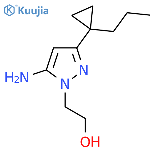 2-[5-amino-3-(1-propylcyclopropyl)-1H-pyrazol-1-yl]ethan-1-ol structure
