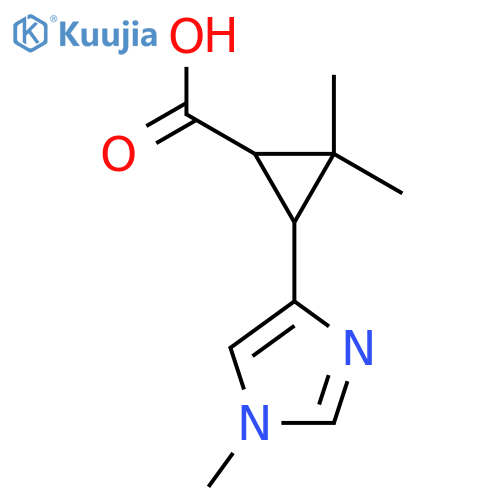 2,2-dimethyl-3-(1-methyl-1H-imidazol-4-yl)cyclopropane-1-carboxylic acid structure
