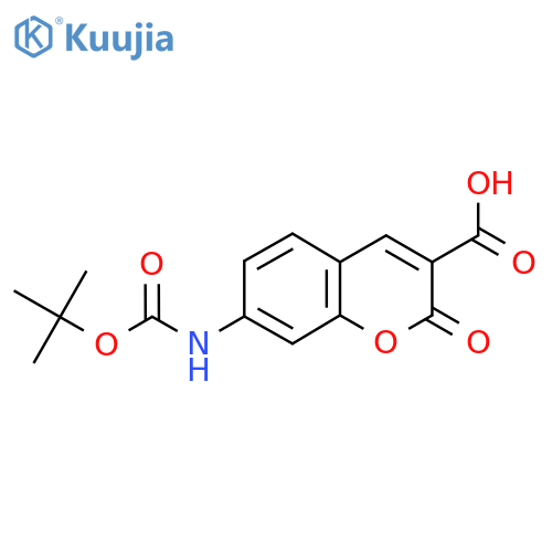 7-(Tert-butoxycarbonylamino)-2-oxo-chromene-3-carboxylic acid structure
