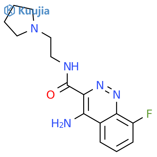 4-amino-8-fluoro-n-(2-pyrrolidin-1-ylethyl)cinnoline-3-carboxamide structure