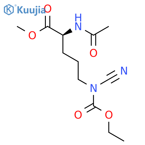 L-Ornithine, N2-acetyl-N5-cyano-N5-(ethoxycarbonyl)-, methyl ester structure