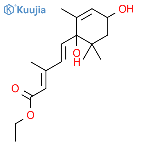 2,4-Pentadienoic acid, 5-[(1R,4R)-1,4-dihydroxy-2,6,6-trimethyl-2-cyclohexen-1-yl]-3-methyl-, ethyl ester, (2E,4E)- structure