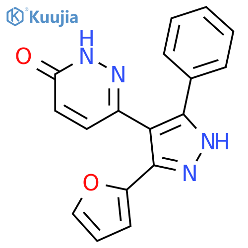 3(2H)-Pyridazinone, 6-[5-(2-furanyl)-3-phenyl-1H-pyrazol-4-yl]- structure