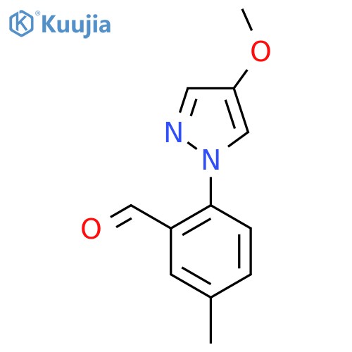 2-(4-methoxy-1H-pyrazol-1-yl)-5-methylbenzaldehyde structure