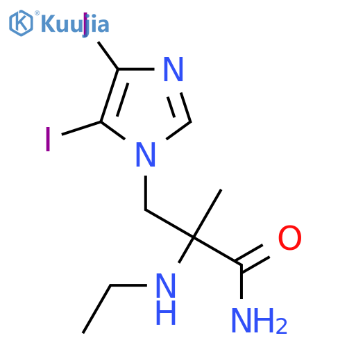 3-(4,5-diiodo-1H-imidazol-1-yl)-2-(ethylamino)-2-methylpropanamide structure