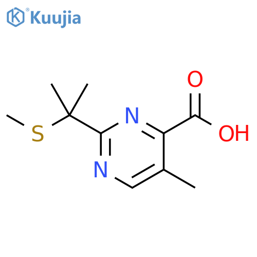 5-Methyl-2-(2-methylsulfanylpropan-2-yl)pyrimidine-4-carboxylic acid structure