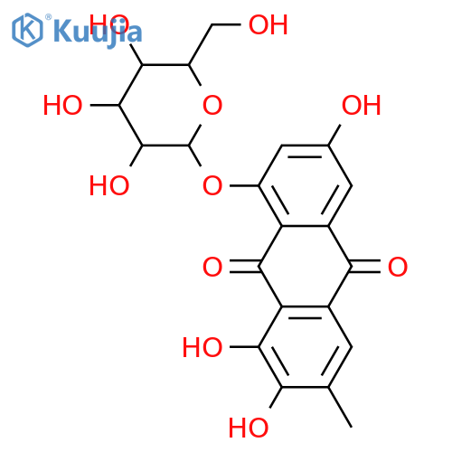1,2,6,8-Tetrahydroxy-3-methylanthraquinone; 8-O-β-D-Glucopyranoside structure