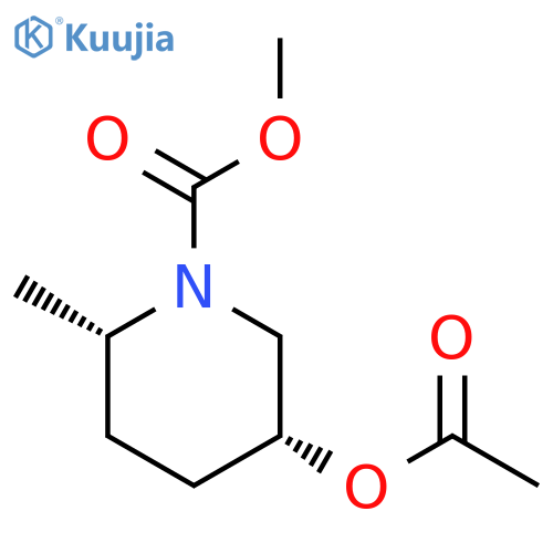 1-Piperidinecarboxylic acid, 5-(acetyloxy)-2-methyl-, methyl ester, cis- structure