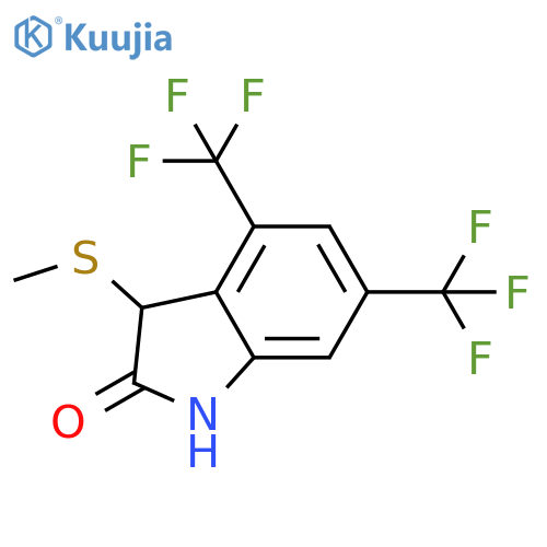 2H-Indol-2-one, 1,3-dihydro-3-(methylthio)-4,6-bis(trifluoromethyl)- structure