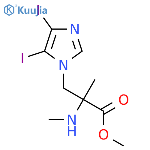 methyl 3-(4,5-diiodo-1H-imidazol-1-yl)-2-methyl-2-(methylamino)propanoate structure