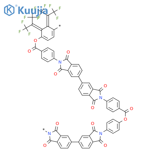 Poly[(1,3-dihydro-1,3-dioxo-2H-isoindole-2,5-diyl)[2,2,2-trifluoro-1-(trifluoromethyl)ethylidene](1,3-dihydro-1,3-dioxo-2H-isoindole-5,2-diyl)-1,4-phenyleneoxycarbonyl-1,4-phenylene(1,3-dihydro-1,3-dioxo-2H-isoindole-2,5-diyl)[2,2,2-trifluoro-1-(trifluoromethyl)ethylidene](1,3-dihydro-1,3-dioxo-2H-isoindole-5,2-diyl)-1,4-phenylenecarbonyloxy-1,4-phenylene] structure