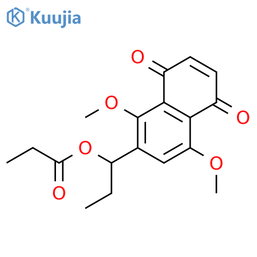 1,4-Naphthalenedione, 5,8-dimethoxy-6-[1-(1-oxopropoxy)propyl]- structure