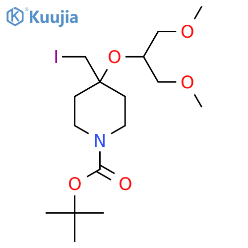 Tert-butyl 4-[(1,3-dimethoxypropan-2-yl)oxy]-4-(iodomethyl)piperidine-1-carboxylate structure