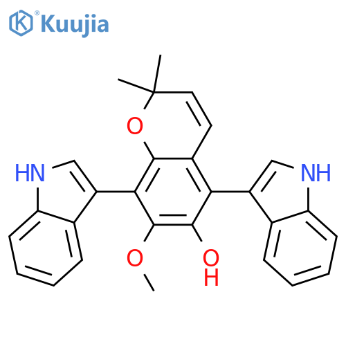 5,8-di-1H-indol-3-yl-7-methoxy-2,2-dimethyl-2H-1-benzopyran-6-ol structure