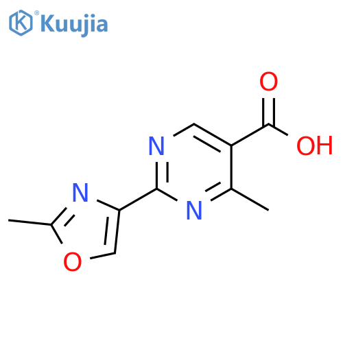 5-Pyrimidinecarboxylic acid, 4-methyl-2-(2-methyl-4-oxazolyl)- structure