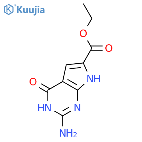 Ethyl 2-amino-4-oxo-4,7-dihydro-3H-pyrrolo[2,3-d]pyrimidine-6-carboxylate structure