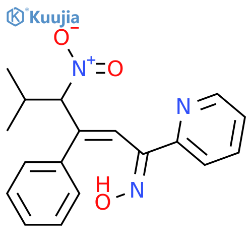 2-Hexen-1-one, 5-methyl-4-nitro-3-phenyl-1-(2-pyridinyl)-, oxime structure