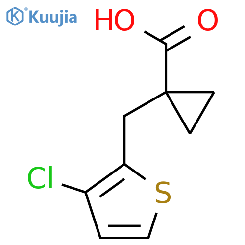 1-(3-chlorothiophen-2-yl)methylcyclopropane-1-carboxylic acid structure