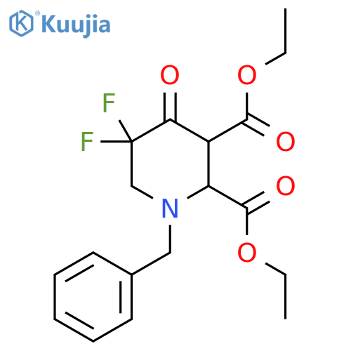 Diethyl 1-benzyl-5,5-difluoro-4-oxopiperidine-2,3-dicarboxylate structure