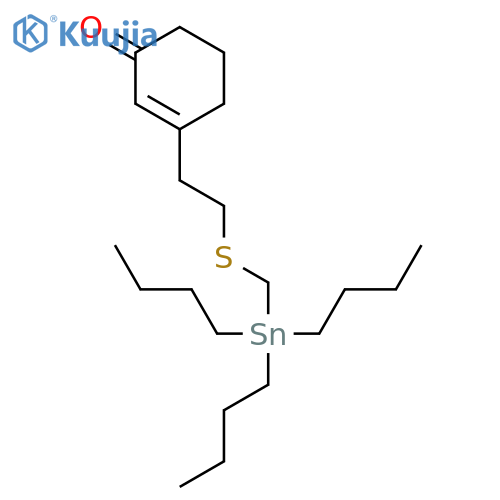 2-Cyclohexen-1-one, 3-[2-[[(tributylstannyl)methyl]thio]ethyl]- structure
