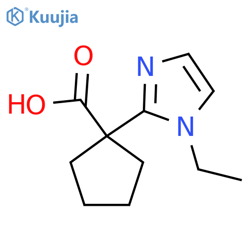 1-(1-ethyl-1H-imidazol-2-yl)cyclopentane-1-carboxylic acid structure