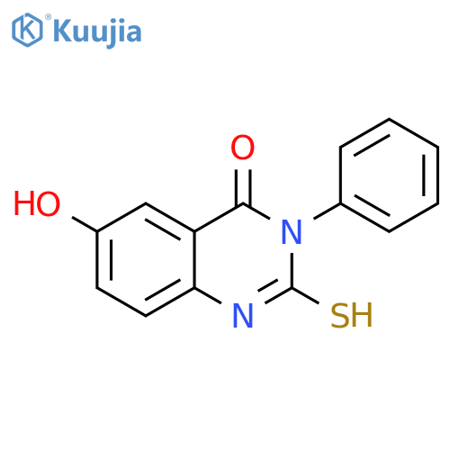 6-hydroxy-3-phenyl-2-sulfanyl-3,4-dihydroquinazolin-4-one structure
