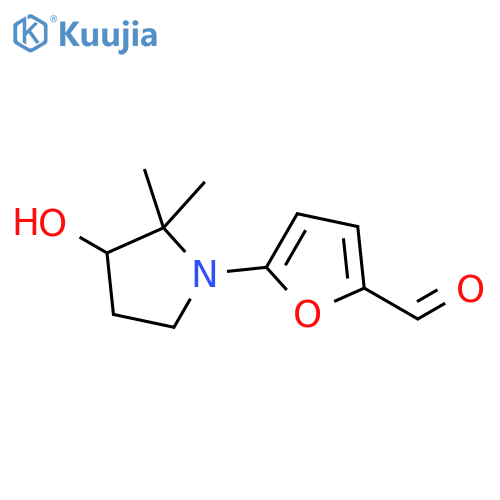 2-Furancarboxaldehyde, 5-(3-hydroxy-2,2-dimethyl-1-pyrrolidinyl)- structure