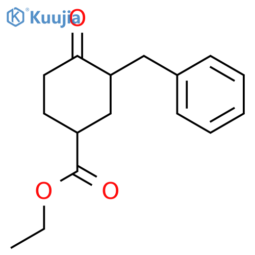 Cyclohexanecarboxylic acid, 4-oxo-3-(phenylmethyl)-, ethyl ester structure